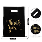 Jutieuo 100 Pack Black Thank You Shopping Bags for Small Business - 12"x15" Extra Thick 2.36 Mil Plastic Retail Thank You Bags with Handles for Stores, Boutique, Clothes, Business Gift