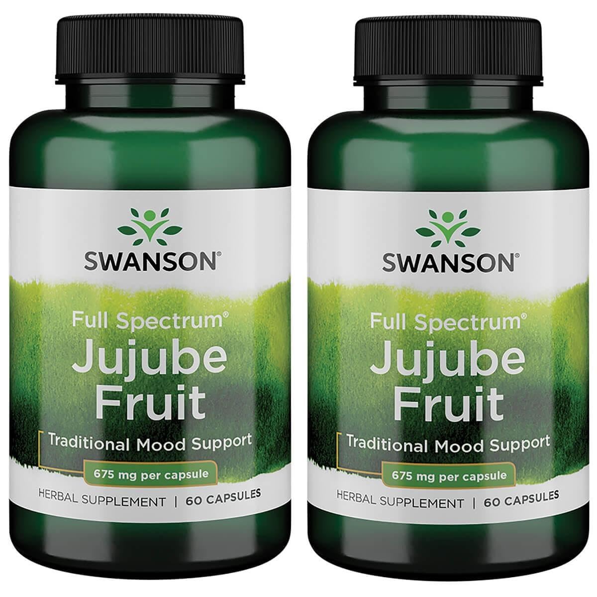 Swanson Jujube Fruit - Full Spectrum Herbal Supplement Promoting a Calm & Relaxed Mind - Natural Formula Supporting Stress & Mood Support - (60 Capsules, 675mg Each) (2 Pack)