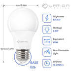 A19 Neutral White 4000K LED Light Bulbs, 60 Watt Equivalent, Non-Dimmable