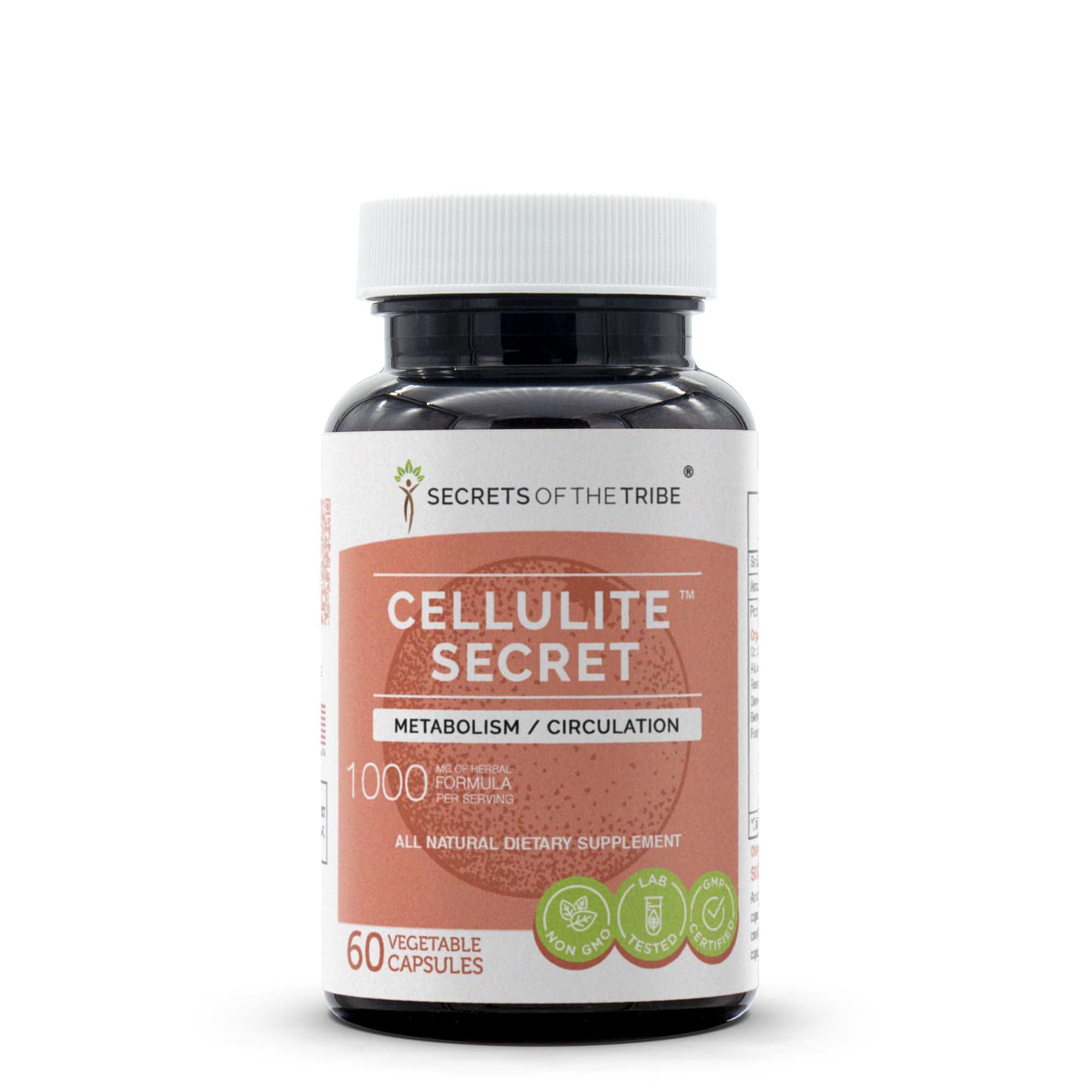 Secrets of the Tribe Cellulite Secret 60 Capsules, 1000 mg, Gotu Kola, Alfalfa, Rosemary, Dandelion, Beet Root, Fenugreek Metabolism/Circulation (60 Capsules)