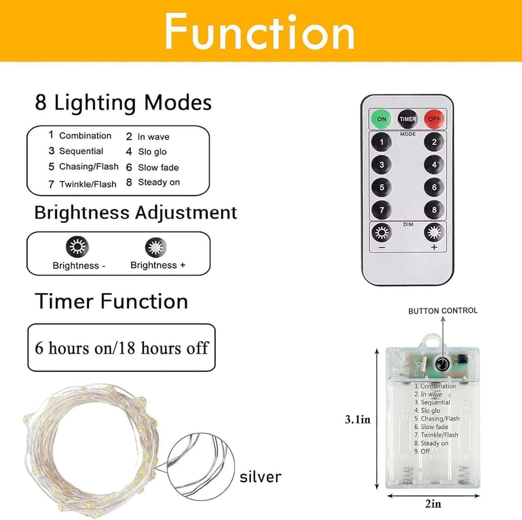 3 PK 78FT 240LED Fairy Lights Battery Operated with Timer Remote Warm White