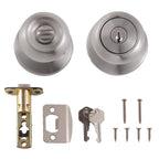 Amazon Basics Exterior Door Knob With Lock, Coastal, Easy to Install, 2 Keys, Satin Nickel