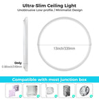 libtit 13 Inch Led Flush Mount Ceiling Light Fixtures,3200lm 28W 3 Color 3000K 4500K 6000K Selectable, Low Profile Thin Surface Mount Lighting Fixture for Bathroom Kitchen Office (White, 12 Pack)