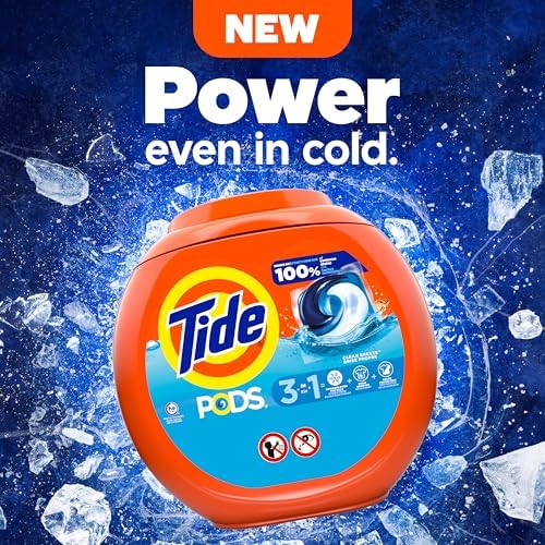 Tide PODS Laundry Detergent Soap Pacs, HE Compatible, 112 ct, Powerful 3-in-1 Clean, Clean Breeze