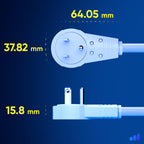Maximm Extension Cord 15 Foot White Flat Plug, 360° Rotating Short Power Cord Single Outlet, Indoor 16 Gauge 3 Prong Grounded Wire UL Certified (15Ft White)