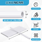 6 Pcs 1-1/2 Inch PVC Pipe 17" Long White Sch40 Industrial PVC Pipes, Greenhouse, Garden, Workshop, Farm, Furniture Grade for Home