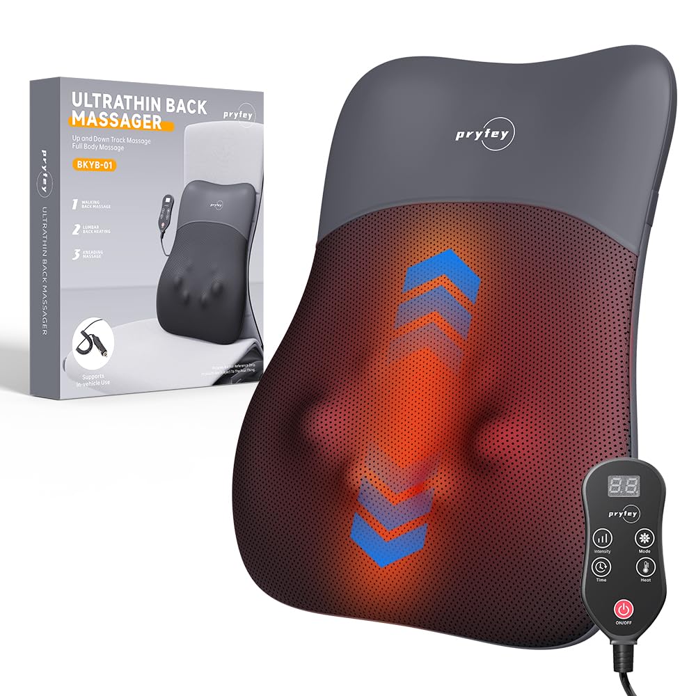 Back Massager, Rolling Up and Down Back Massager with Heat, Back Massage 4D Kneading for Pain Relief Deep Tissue, Ultrathin Shoulder Massager Gift for Women Men Parents Christmas