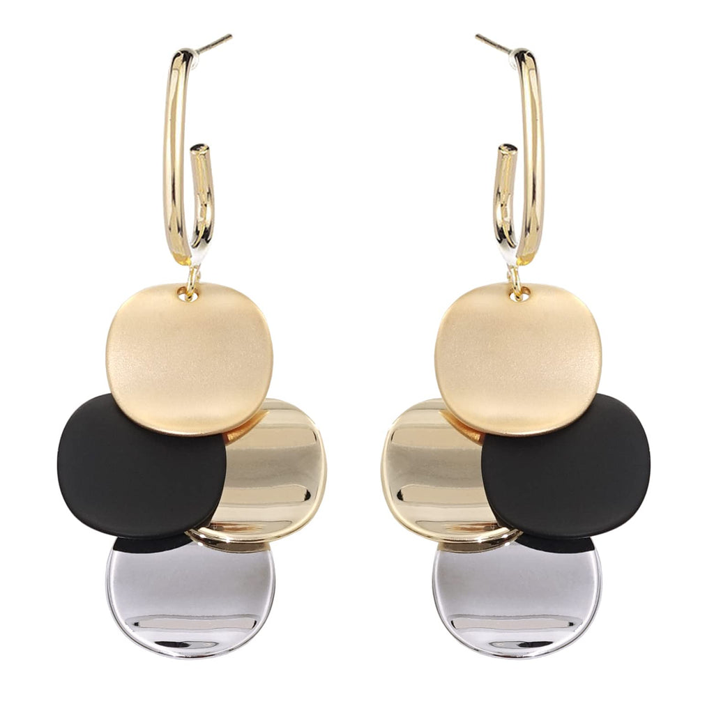 SinglinArt Black 14K Gold Plated Earrings for Women Dangle Drop Fashion Jewelry