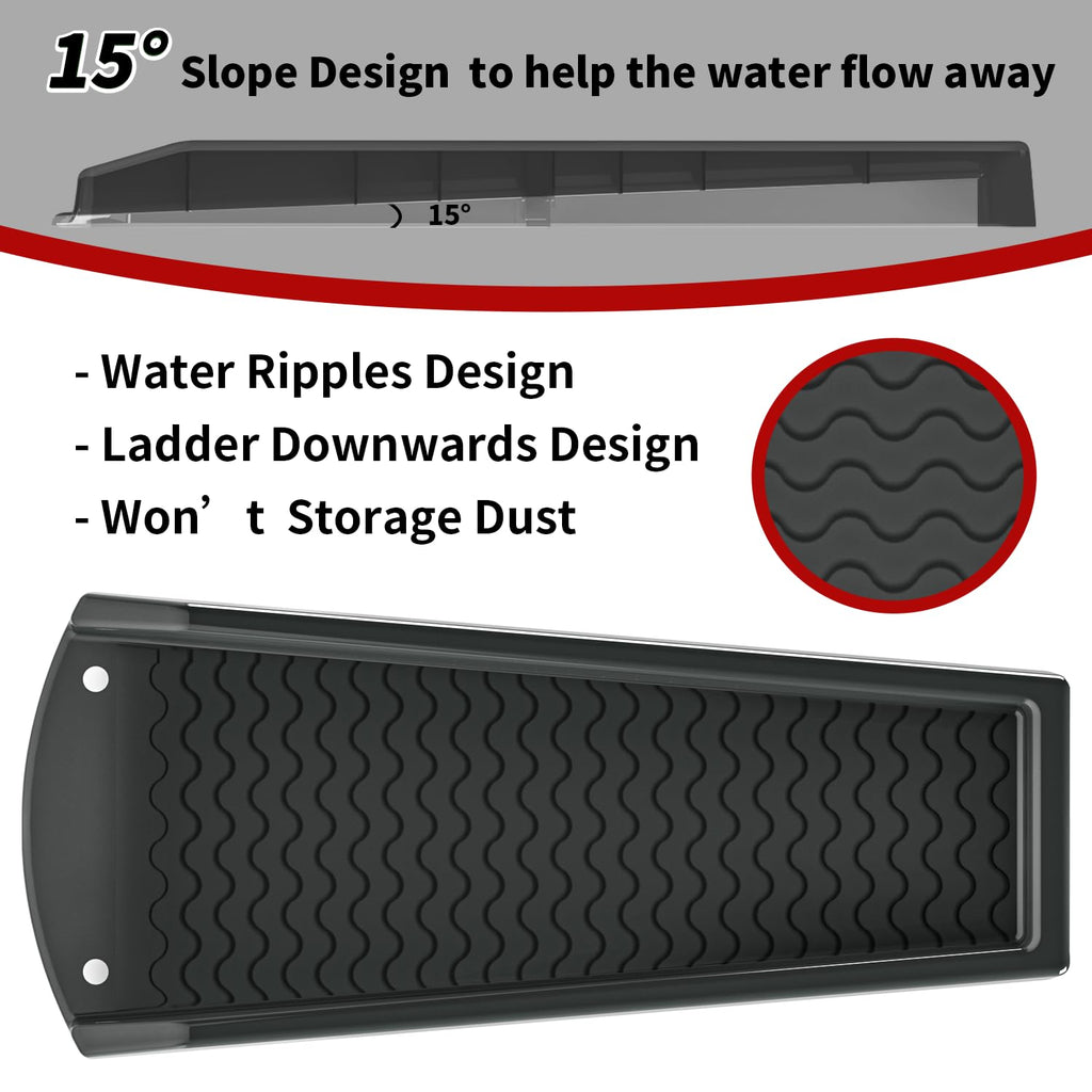 NAACOO 2 Pack Downspout Splash Block, 24" Rain Gutter Downspout Extensions/Extender with 4pc Fixing Nails, Drainage to Protect House Foundations(4 Piece|Black)