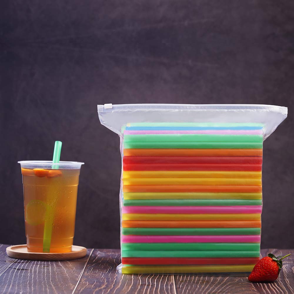 200 Pcs Jumbo Smoothie Straws,Colorful Disposable Wide-mouthed Large Straw.