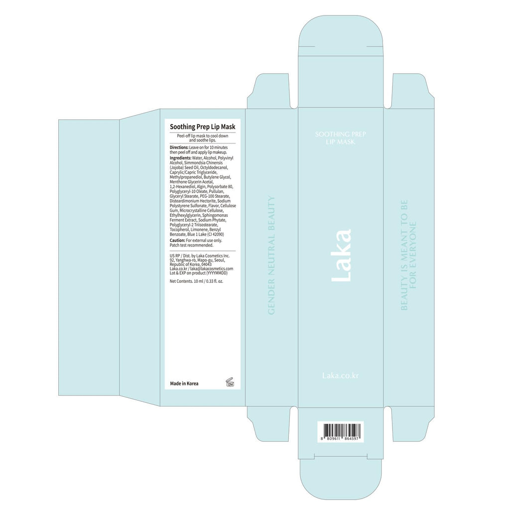 Laka Soothing Prep Lip Mask, 10ml/0.33 fl.oz, Cooling Peel-Off Lip Mask, Gentle Daily Exfoliator for Lips, Hygienic & Easy Application, Daily Lip Care, K-Beauty