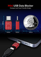 Afterplug USB C to C Data Blocker, Anti Juice Jacking, for Charge Only, Case Friendly Design, Support up to 240W PD Charging (2-Pack), Red