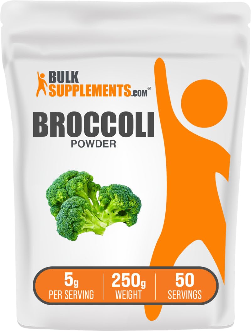 BulkSupplements.com Broccoli Powder - Broccoli Floret & Stalk Powder, Sulforaphane Supplement - Vegan & Gluten Free, 5g per Serving, 250g (8.8 oz) (Pack of 1)