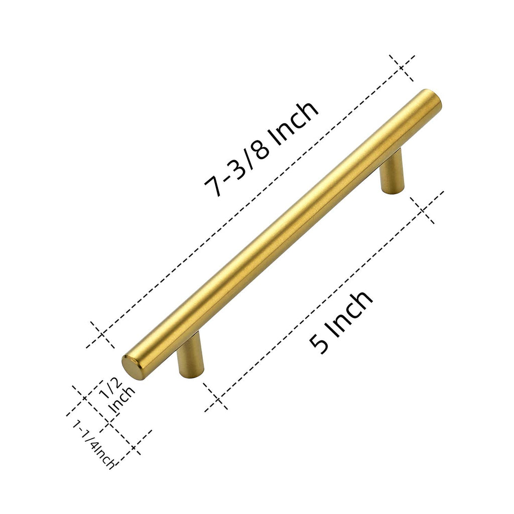 Ravinte 15 Pack 7.38" Cabinet Pulls Brushed Brass Stainless Steel Kitchen Cupboard Handles Cabinet Handles 7.38" Length, 5" Hole Center