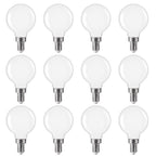 FLSNT 4000K Cool White LED Candelabra Bulbs 60W Equivalent, G16 1/2 Dimmable LED E12 Globe Vanity Light Bulbs, 550LM, CRI90, 5.5W, AC 120V, 12 Pack