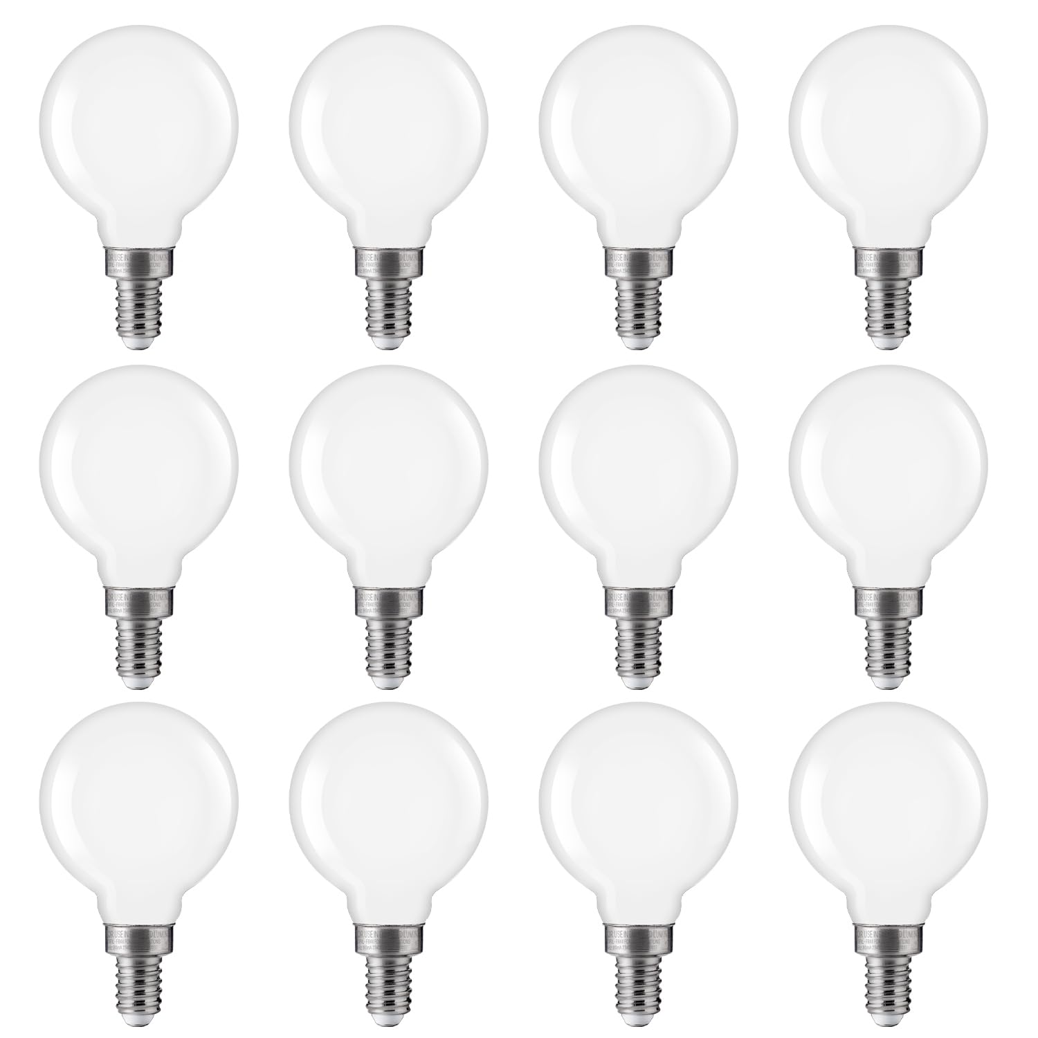 FLSNT 4000K Cool White LED Candelabra Bulbs 60W Equivalent, G16 1/2 Dimmable LED E12 Globe Vanity Light Bulbs, 550LM, CRI90, 5.5W, AC 120V, 12 Pack