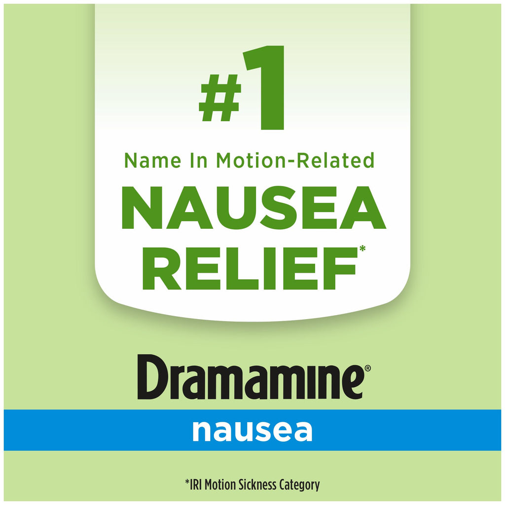 Dramamine Nausea Relief, with Meclizine HCl for Long-Lasting Relief of Nausea, Vomiting & Dizziness, 10 Tablets, Pack of 4