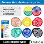 CanDo Hand Exercise Webs for Physical Therapy, Grip Strengthening, and Hand, Finger, Wrist Resistance Workouts, Portable Size, Low Powder, 7" Diameter, Red: Light
