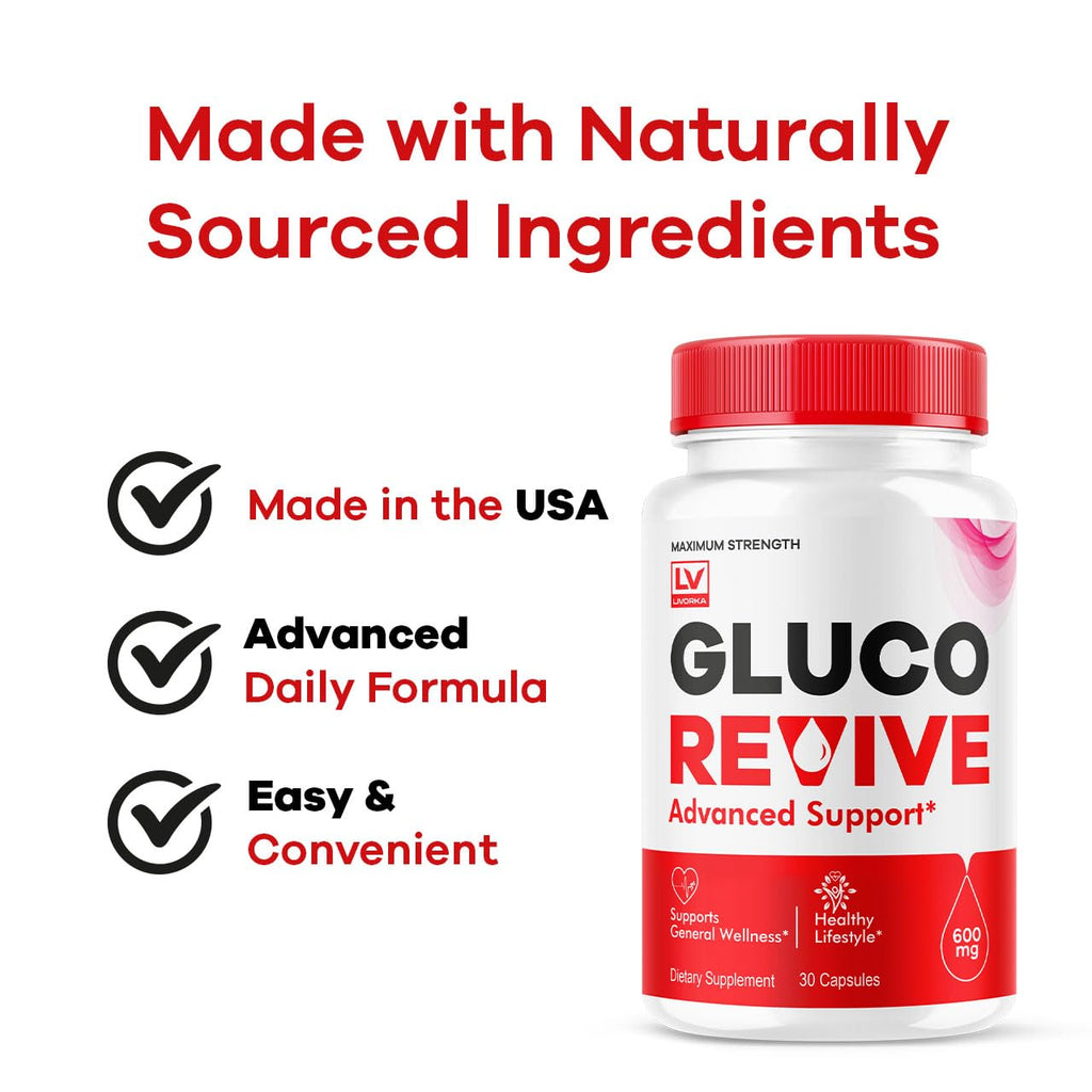 Gluco Revive - GlucoRevive, Gluco Revive Pills,GlucoRevive Support, GlucoRevive Capsules, Gluco Revived All Natural Premium Formula, Gluco Revive Pills Reviews, 30 Capsules for 1 Month