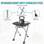 Height Adjustable Folding Shower Chair Seat, Stainless Steel Small Shower Chair for Inside Shower with,400lbs Portable Travel Shower Stool,Safety Anti-Slip Bath Chair for Seniors(Black)