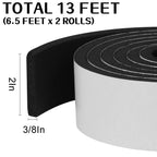 Storystore Weather Stripping Door Seal Strip, 2In x 3/8In x 13FT Self Adhesive Foam Tape for Door Window Insulation Soundproofing Weatherstrip, High Density Foam Seal for Doors Windows Furniture