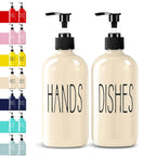 COHOSEGE Glass Soap Dispenser Set 2 Pack,16 Oz Dish Soap Dispenser for Kitchen Sink,Beige Kitchen Accessories and Kitchen Decor,Beige Decorations and Kitchen Utensils for Kitchen