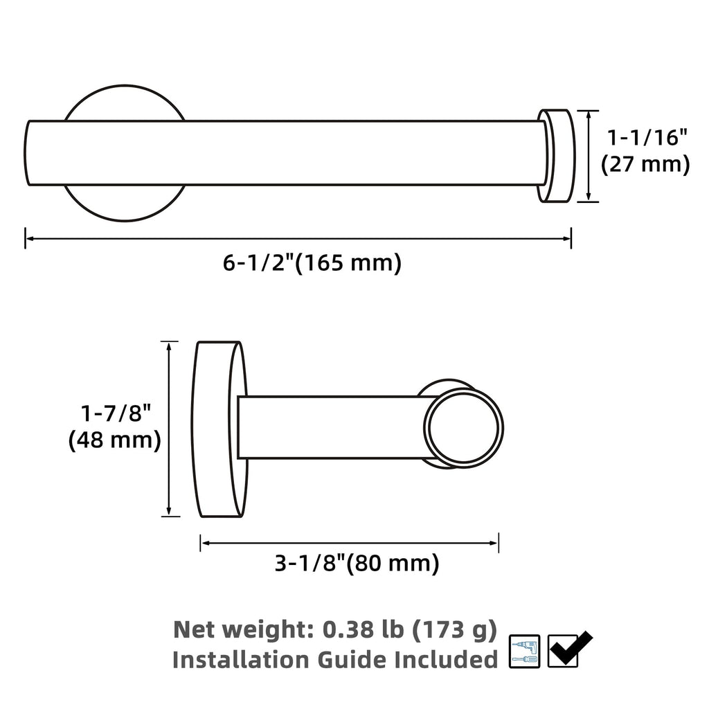 Toilet Paper Holder Polished Chrome, APLusee 304 Stainless Steel Tissue Roll Hanger, Round TP Roll Dispenser for Bathroom Kitchen Washroom, Wall Mount