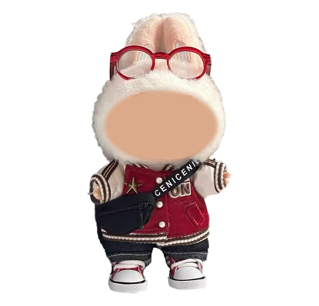 Doll clothes suitable for 15cm and 17cm Labubu (dolls not included), stylish baseball uniform sets (including shoes, glasses and shoulder bags), and 15/17cm doll sporty style suits