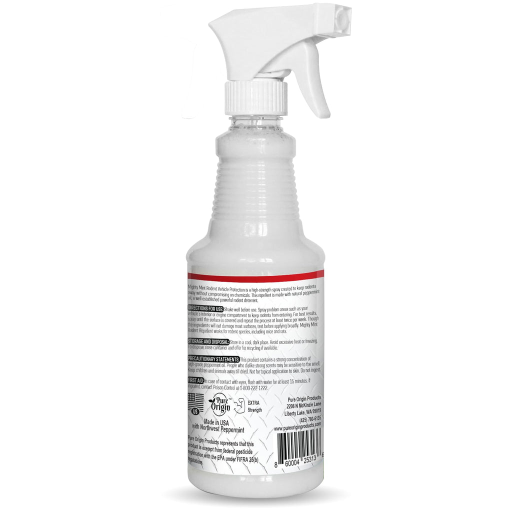 Mighty Mint Peppermint Oil Rodent Repellent Spray for Vehicles – Natural Mouse & Rat Control for Car Engines, RVs, Trucks & Boats – Plant-Based, Extra-Strong Formula – 16 oz