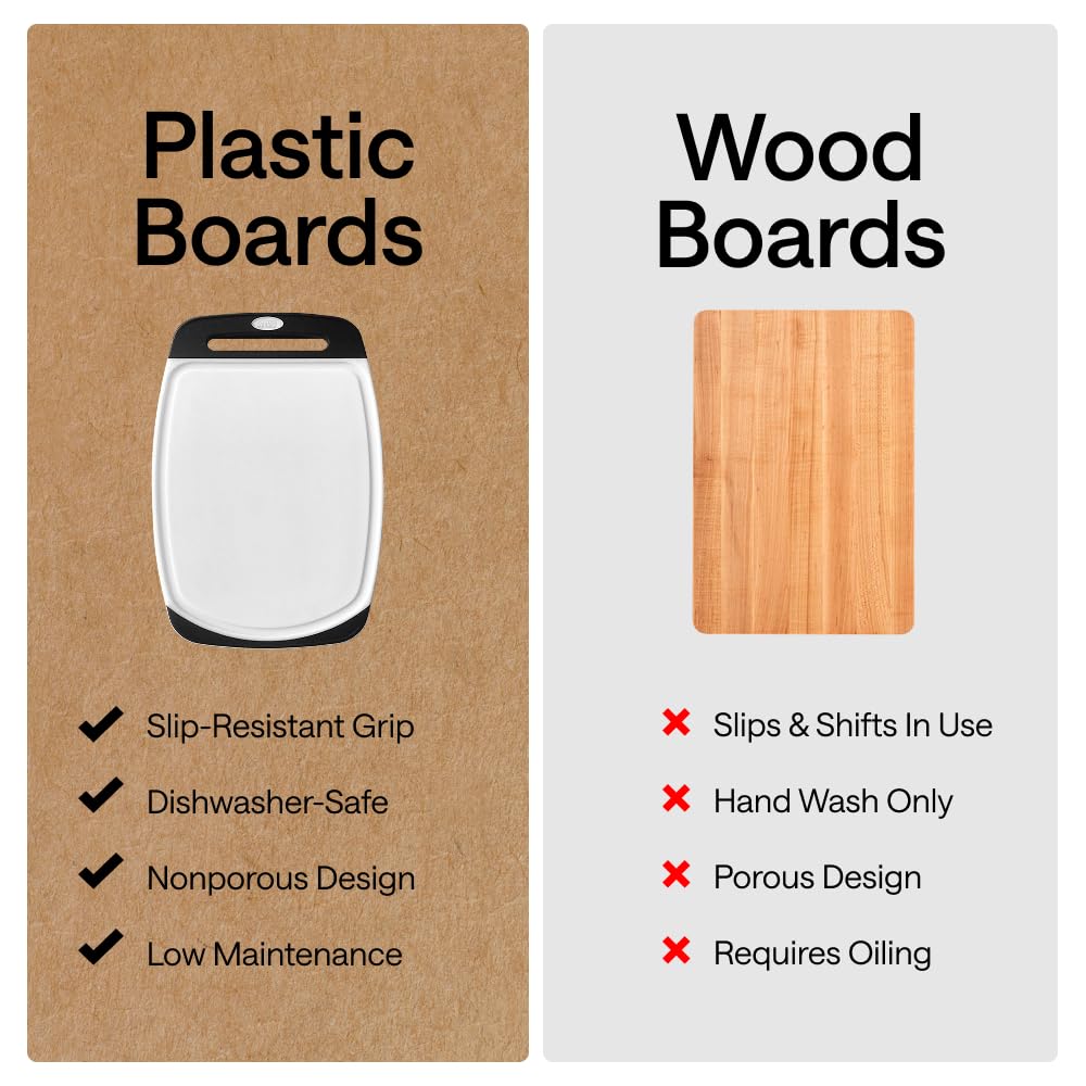 GORILLA GRIP Cutting Board Set of 3, Slip Resistant and Nonporous, Black