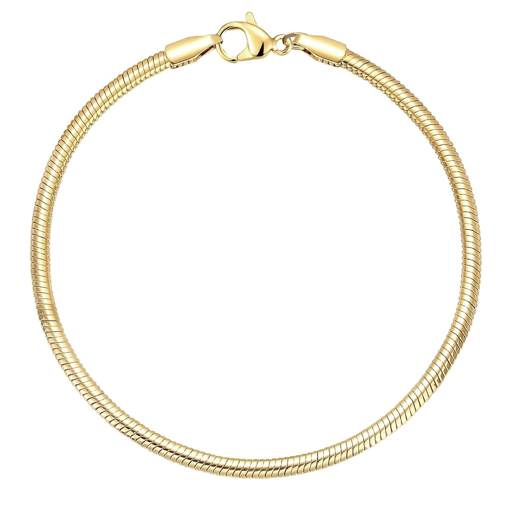 Charm Bracelet, 14K Gold Bracelets for Women，6.5",7",7.5",8",9" Dainty Snake Chain Bracelet Non Tarnish Jewelry Gifts for Her