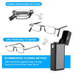 SKYOLUY Durable Ultra Thin and Lightweight Folding Reading Glasses for Men Women, Blue Light Blocking Compact Computer Foldable Readers, Pocket Portable Sturdy Frame With Case Black 1.5x