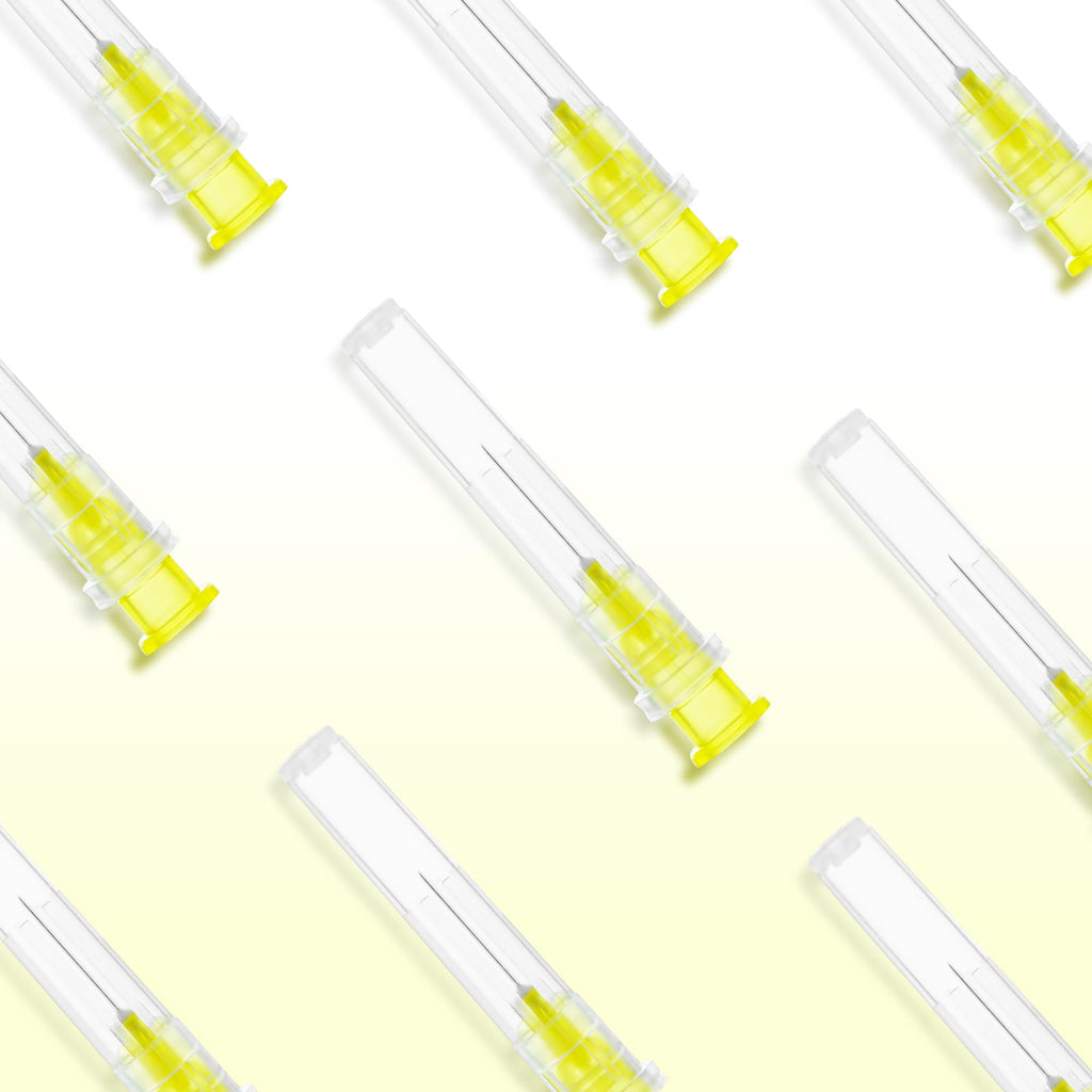30 Gauge 1/2 Inch Disposable Needles with Caps - Luer Lock Lab Dispensing Accessories Individually Wrapped, Box of 50