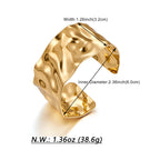 WOWORAMA Hammered Gold Chunky Cuff Bracelet for Women