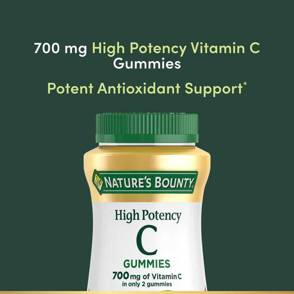 Nature's Bounty Vitamin C Gummies 700mg, High Potency Vitamin C Chewable Gummies for Adults, Immune Support Supplement, Dietary Supplement, Orange Flavor, 60 Ct (Pack of 3)