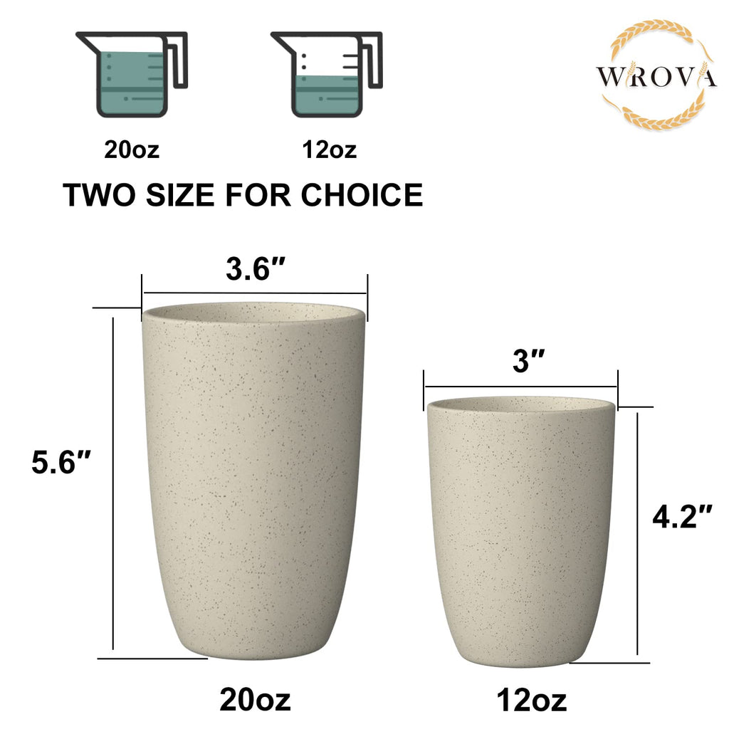 Wrova Wheat Straw Cups 6 PCS Good Alternative to Plastic Reusable Cups 20 oz Unbreakable Drinking Cup Reusable Dishwasher Safe Water Plastic Glasses Mixed Color