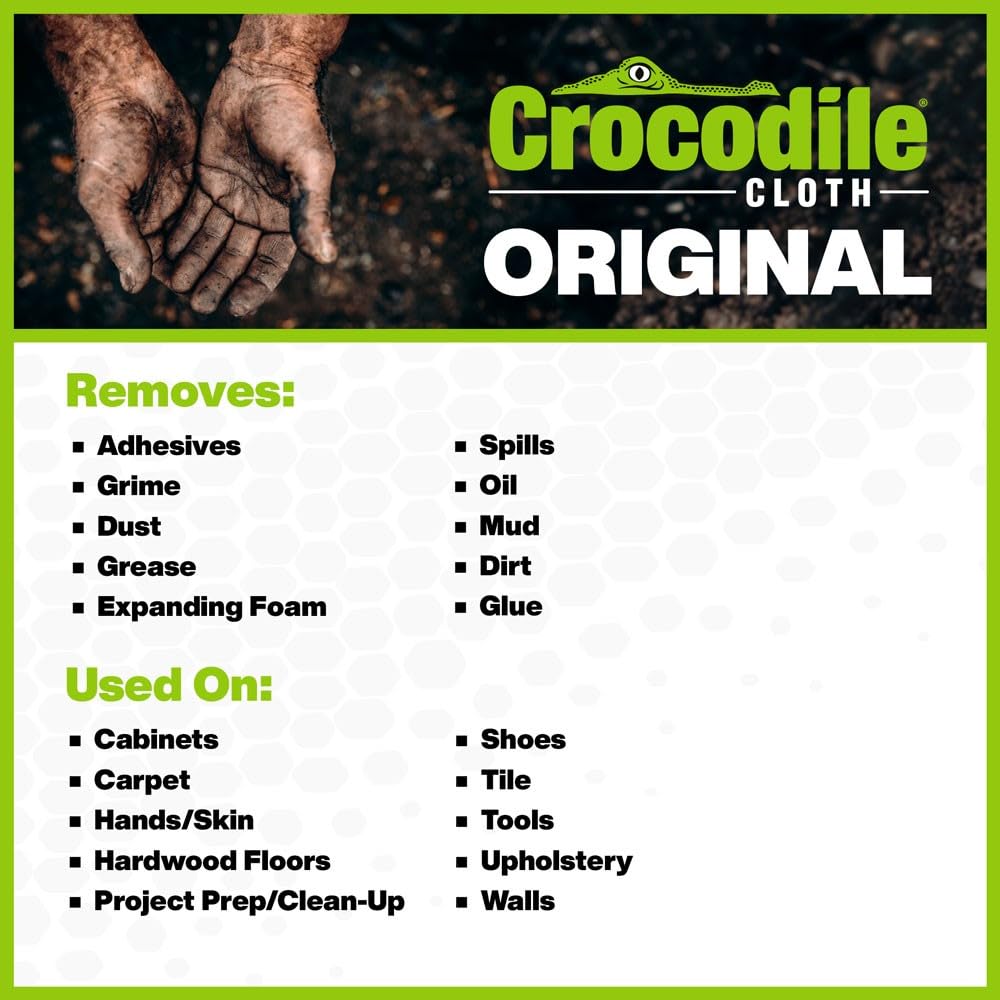 Crocodile Cloth Original Heavy-Duty Hand & Tool Wipes, 100 Count