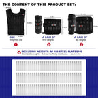 Weighted Vest Set 44LB for Men & Women, Adjustable Workout Weight Vest with Steel Plates, Weighted Training Vest with Wrist Weights and Ankle Weights for Strength Training, HIIT, Rucking & Cardio