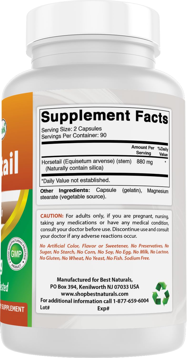 Best Naturals Horsetail 440 mg 180 Capsules (180 Count (Pack of 2))