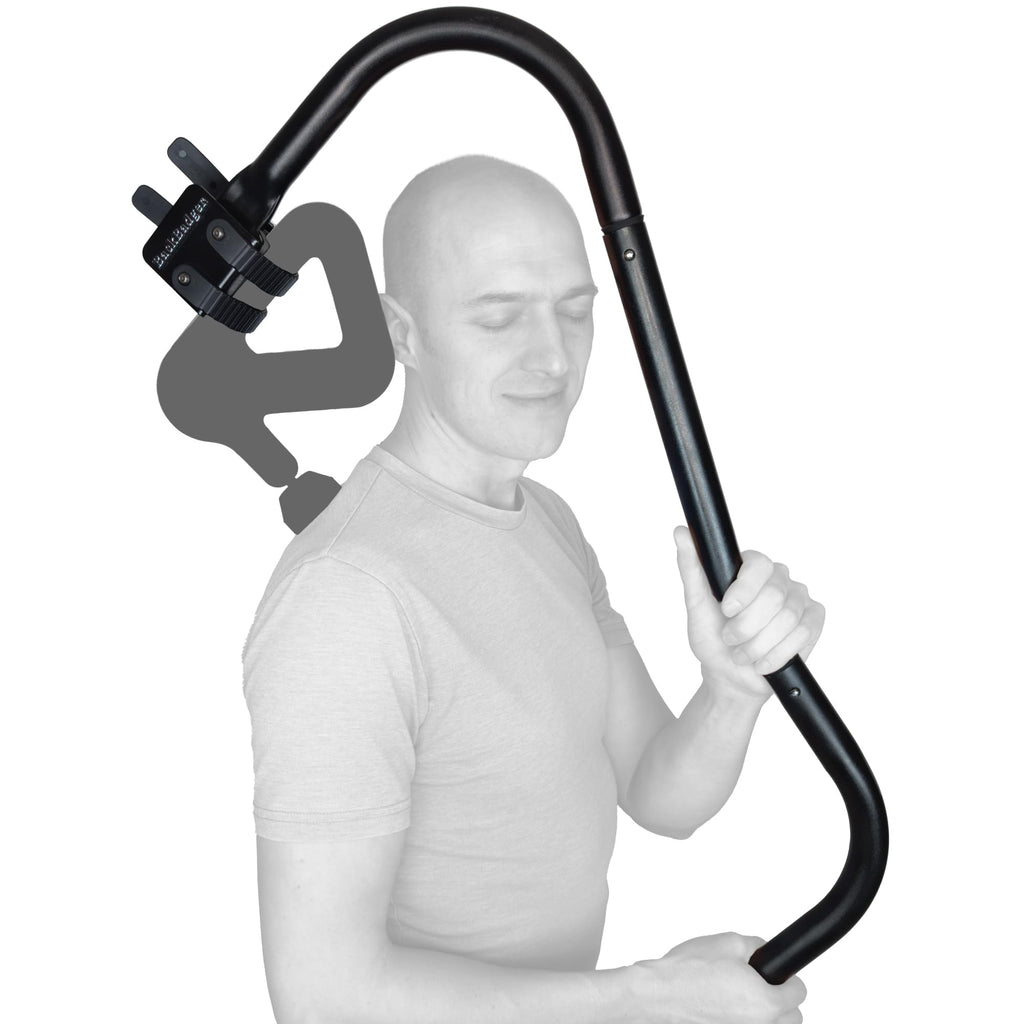 Ninefold Design BackBadger Percussive Massage Gun Holder for Back, Compatible with Most Massage Guns, for Hard to Reach Areas - Black