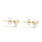 Gempires Rainbow Moonstone Half Moon Stud Earrings for Women