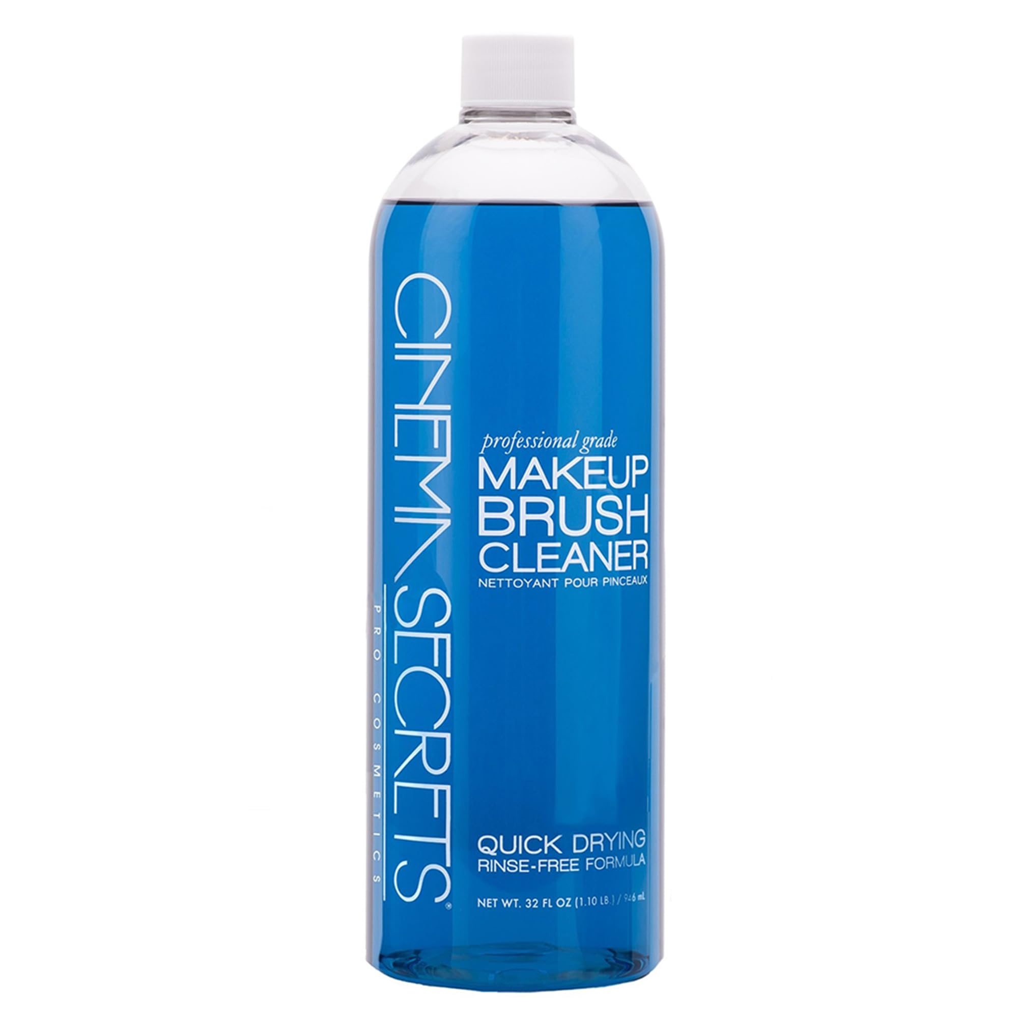 Cinema Secrets Original Blue Vanilla Makeup Brush Cleaner Solution - Professional Cleanser for Makeup Brushes - Quick-Drying, Rinse-Free Formula - Removes Stubborn Waterproof Make Up (32 fl oz)