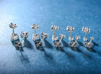 MDFUN 18K White Gold Plated Heart Stud Earrings for Women,5 Pairs