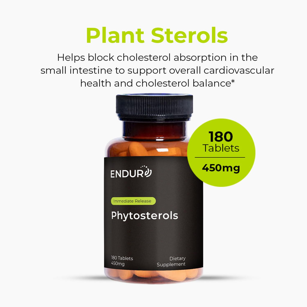 Endurance Products ENDUR - Phytosterols Plant Sterols Complex - 450 mg - Heart & Healthy Cholesterol Support, Prostate Health & Urinary Comfort Support - High-Potency - 180 Tablets