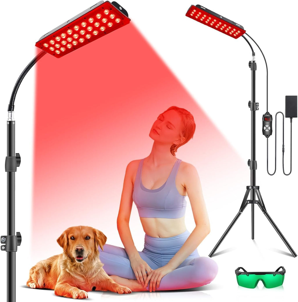 Rikimxin Red Light Therapy Lamp for Body, Infrared Light Therapy Lamps with Stand, 660nm Red and 850nm Near Infrared Redlight Therapy Device for Full Body Overall Health at Home with Eyes Protection