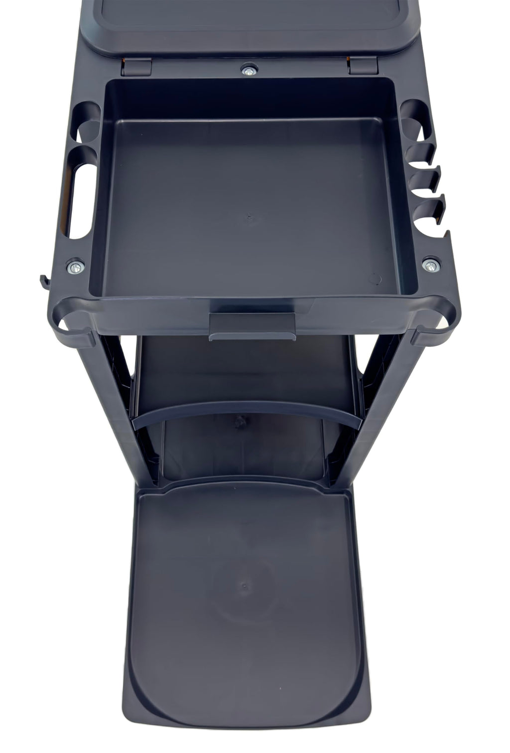 Compact Size Janitorial Cart | 3 Shelves | 25 Gallon Vinyl Bag with Cover | 450 LBS Capacity | Black