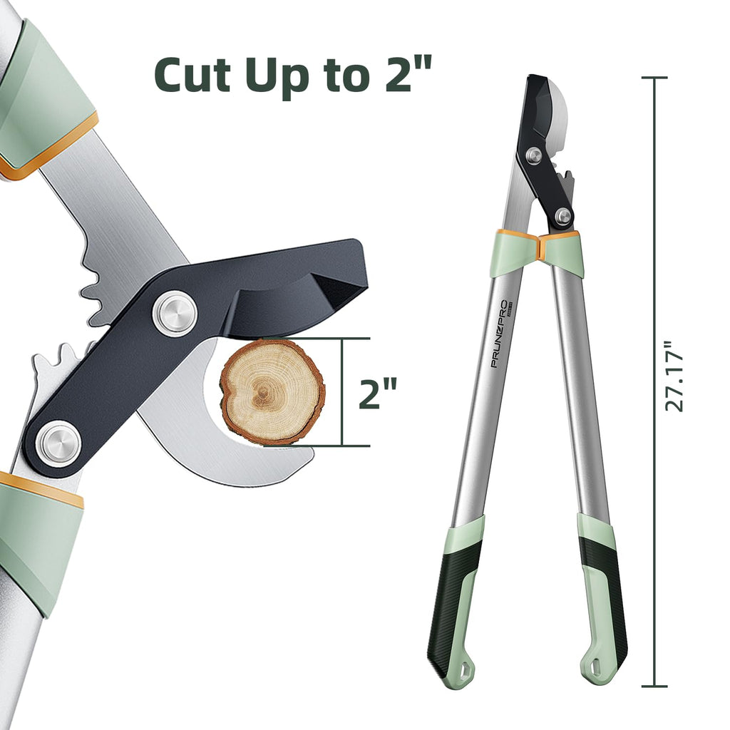 PrunePro® Loppers for Tree Trimming Stainless Steel Branch Cutter Heavy Duty Bypass Tree Pruner Rust Resistant Sharp Blade Up to 2" Tree Limb Trimmer for Gardening