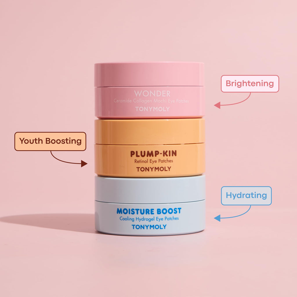 TONYMOLY Moisture Boost Cooling Hydrogel Eye Patches – Hydrating & Refreshing Under Eye Patches with Hyaluronic Acid, Spirulina & Plankton, 30 Pairs