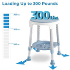 KSITEX Shower Chair Stool for Inside Shower, Small Corner Plastic Stool for Shower 300 Lb,360° Swivel Bath Shower Seat for Seniors Adults Sitting, Adjustable Bathtub Stool with Storage Tray