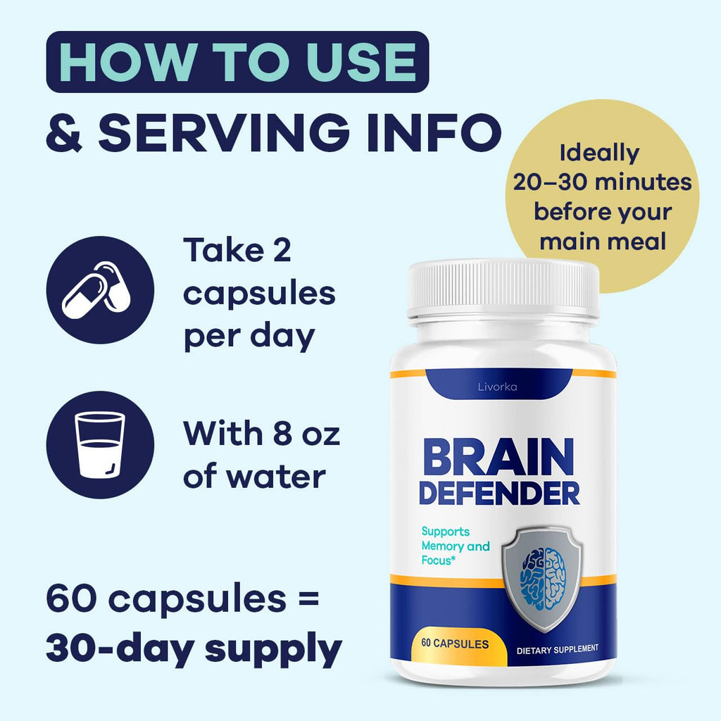 (3 Pack) Brain Defender - Official Brain Defender Supplement Advanced Pills, Natural Brain and Memory Support, Brain Defender Health & Wellness Multivitamin, 180 Capsules for 3 Months
